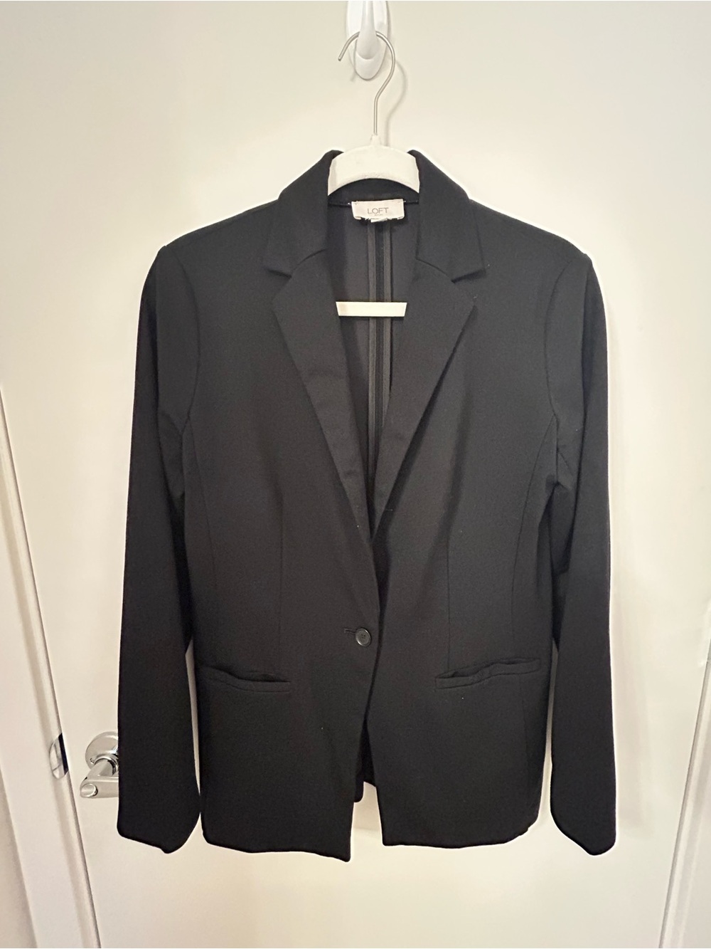 LOFT Black Single-Button Notched Lapel Blazer
